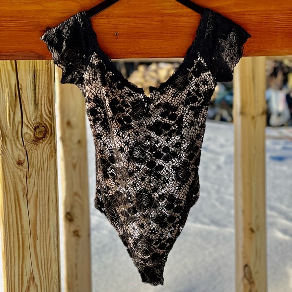 Victoria's Secret Tops - VS Sexy Black Lace Body Suit